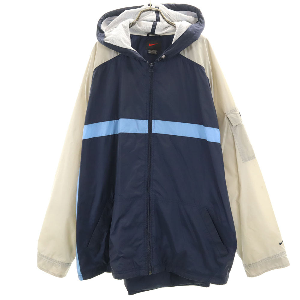 NIKE ナイキ オールド ナイロンジャケット XXL ネイビー フーディー メンズ