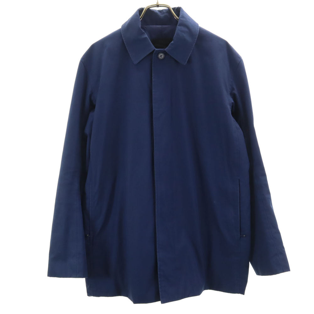 LAD MUSICIAN ラッドミュージシャン 日本製 ボタンフライ ステンカラーコート 42 ブルー ハーフコート メンズ