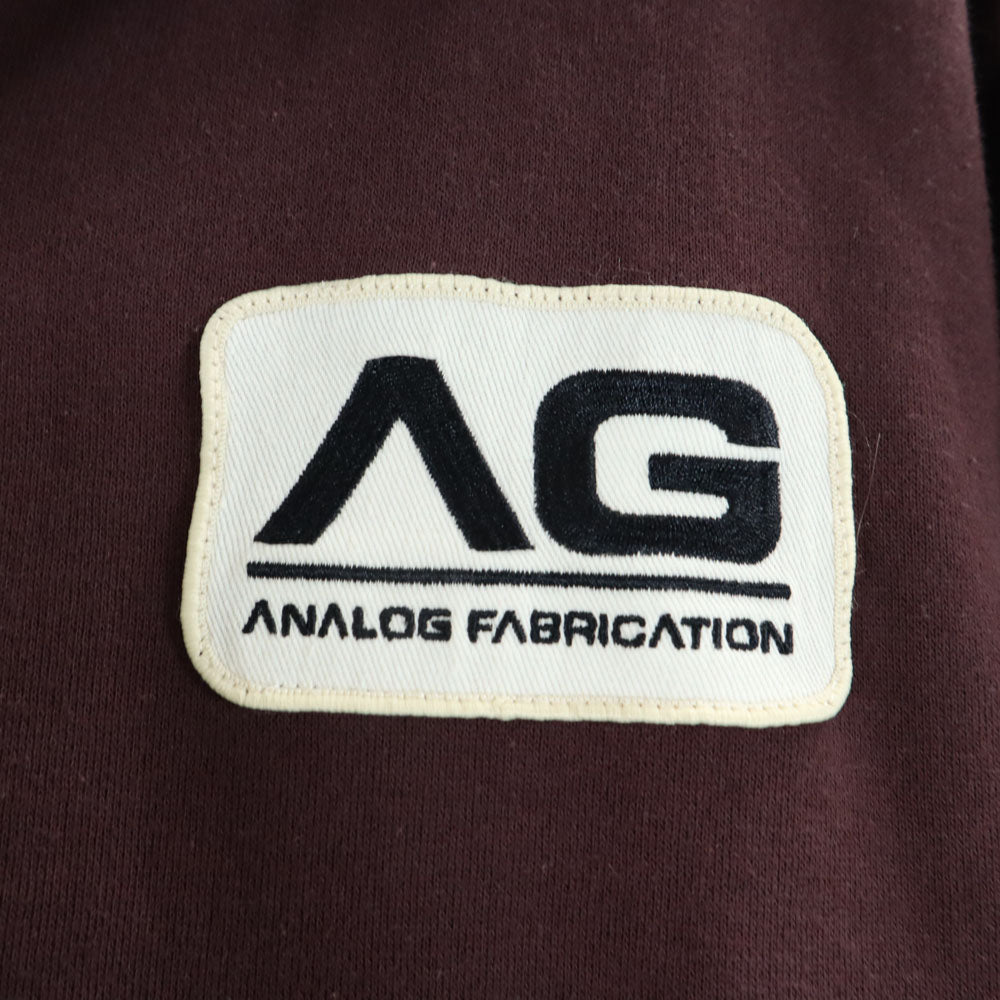 ANALOG アナログ 長袖 ジップアップ パーカー M ワインレッド 裏起毛 ワッペン メンズ