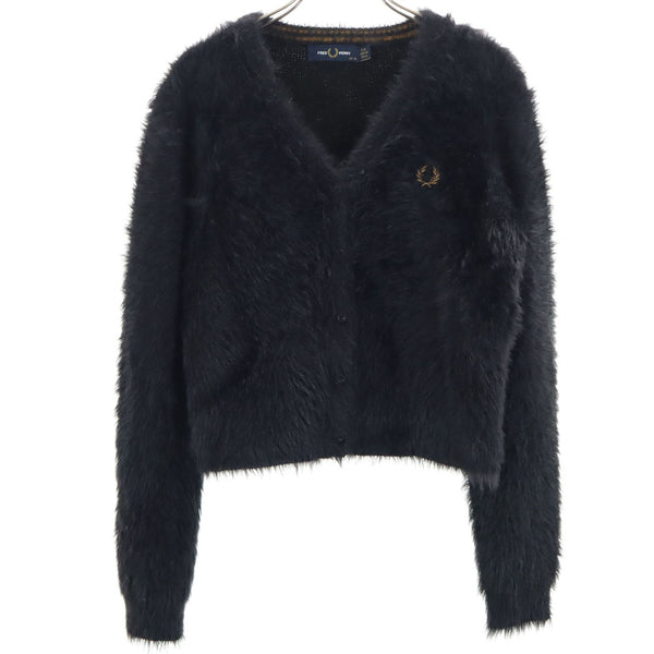 FRED PERRY ブラック カーディガン UK 10 FRED PERRY ブラック カーディガン UK 10 FRED PERRY リブ編み