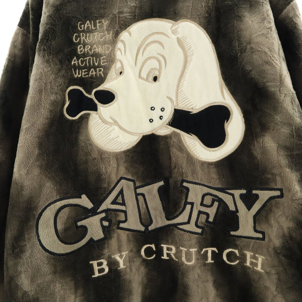 ガルフィー バック刺繍 フリースジャケット オリーブグレー系 GALFY メンズ 