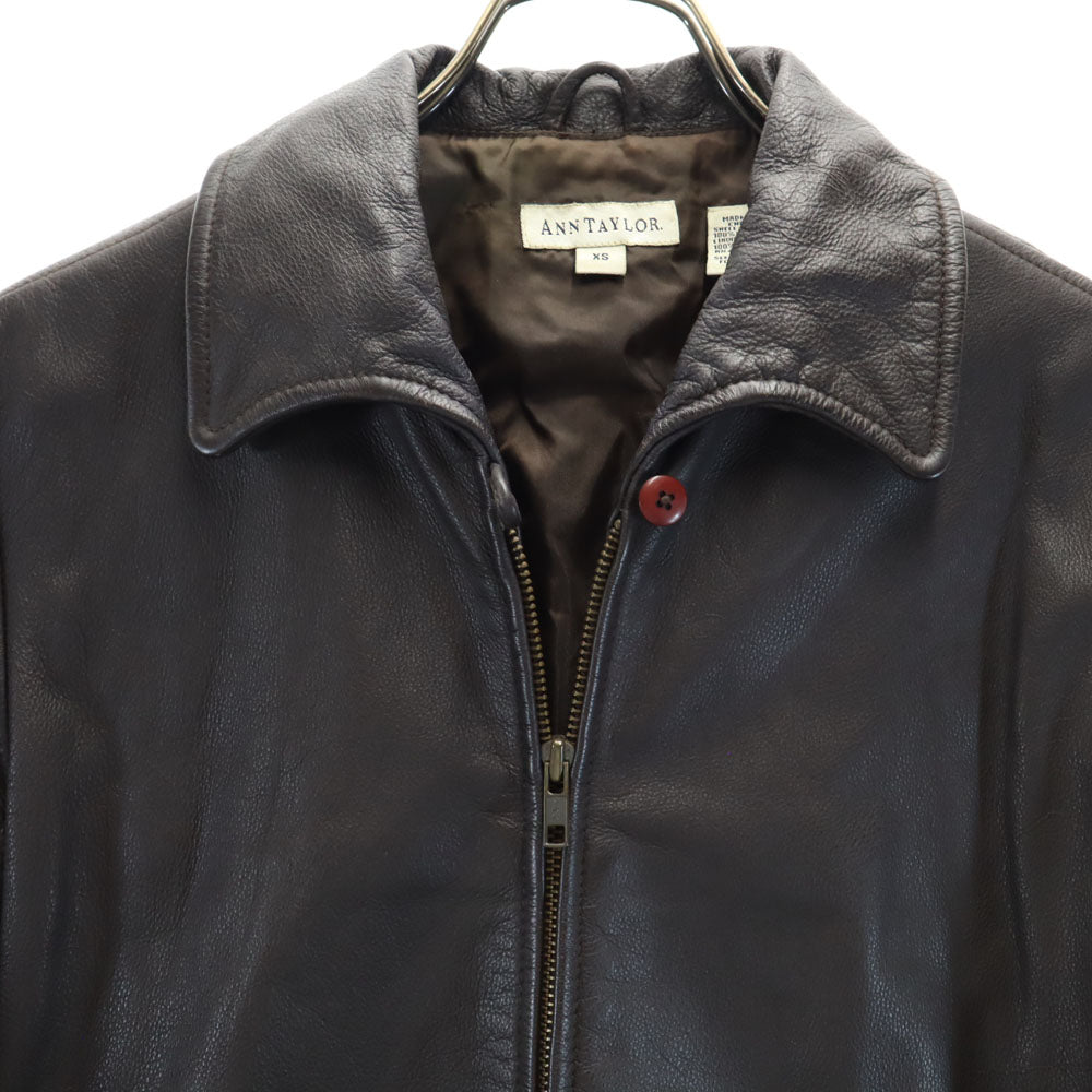 ANN TAYLOR アンテイラー 90s 00s オールド レザージャケット XS ダークブラウン レディース