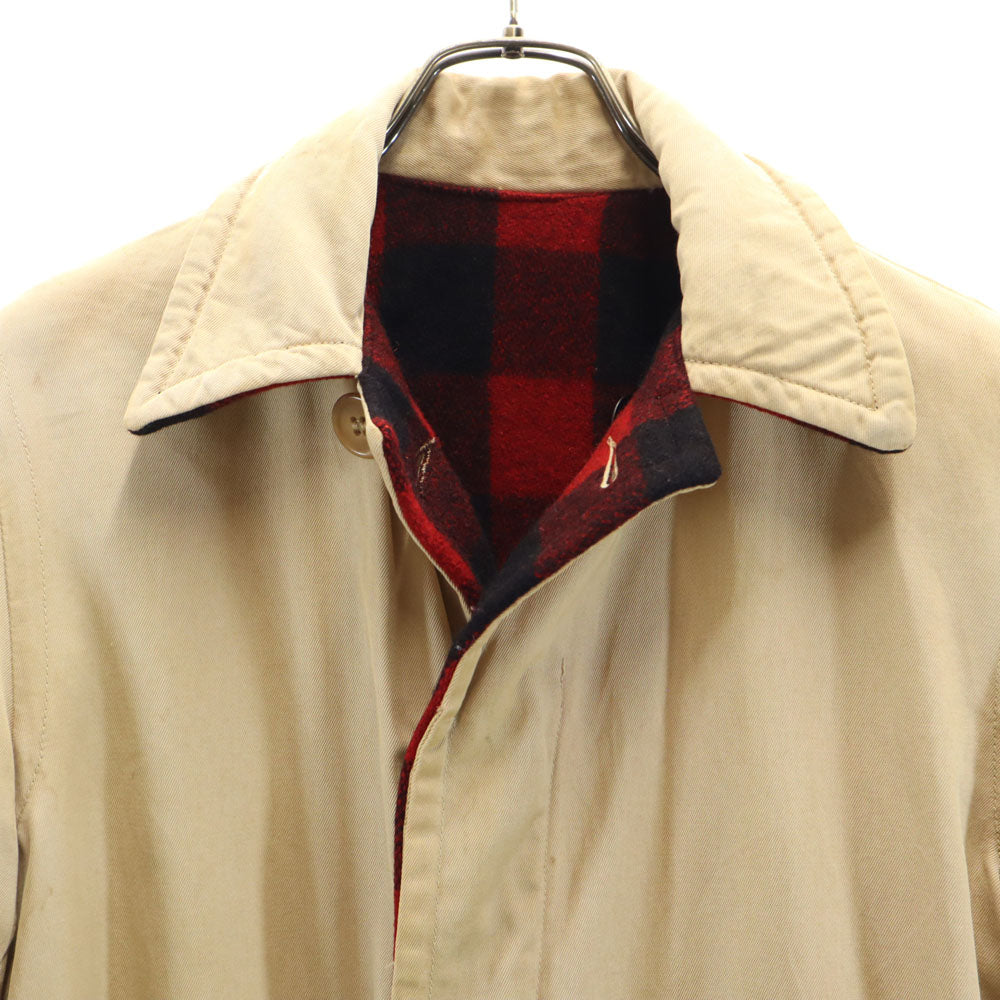 Harriswear 50s 60s ヴィンテージ チェック×無地 長袖 リバーシブル ジャケット ベージュ×レッド系 メンズ