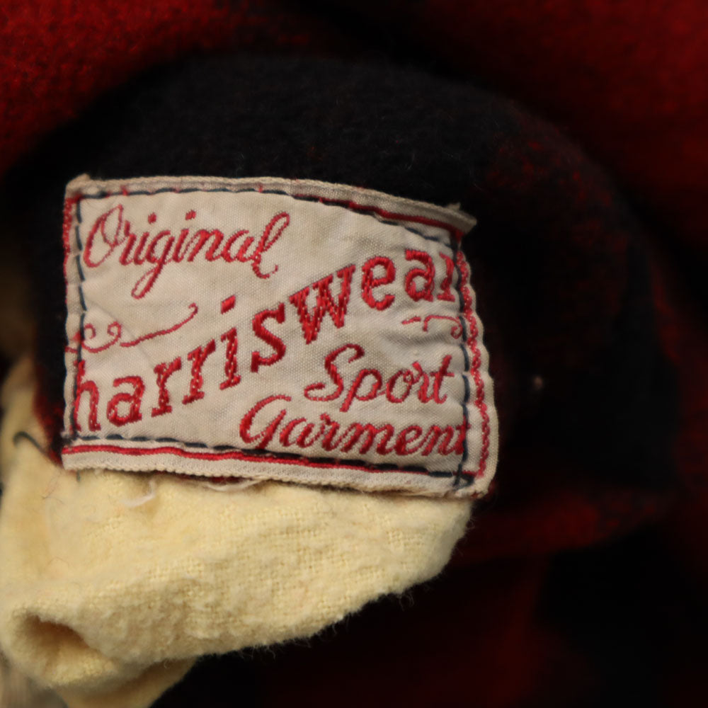 Harriswear 50s 60s ヴィンテージ チェック×無地 長袖 リバーシブル ジャケット ベージュ×レッド系 メンズ
