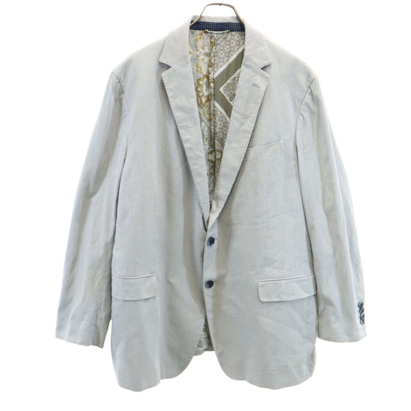 エトロ イタリア製 ストライプ 長袖 テーラードジャケット ネイビー系  