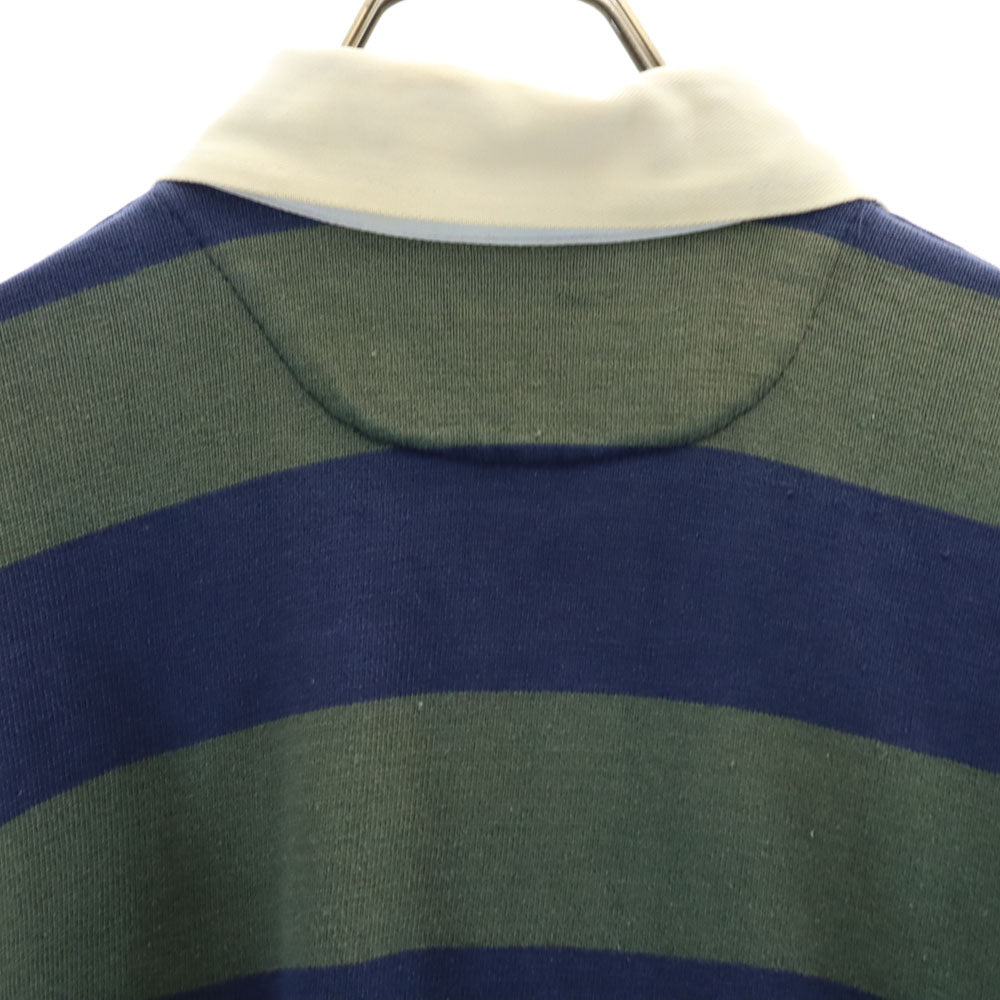 GYMPHLEX ジムフレックス イギリス製 ボーダー 長袖 ラガーシャツ 44 ネイビー系 ポロシャツ メンズ