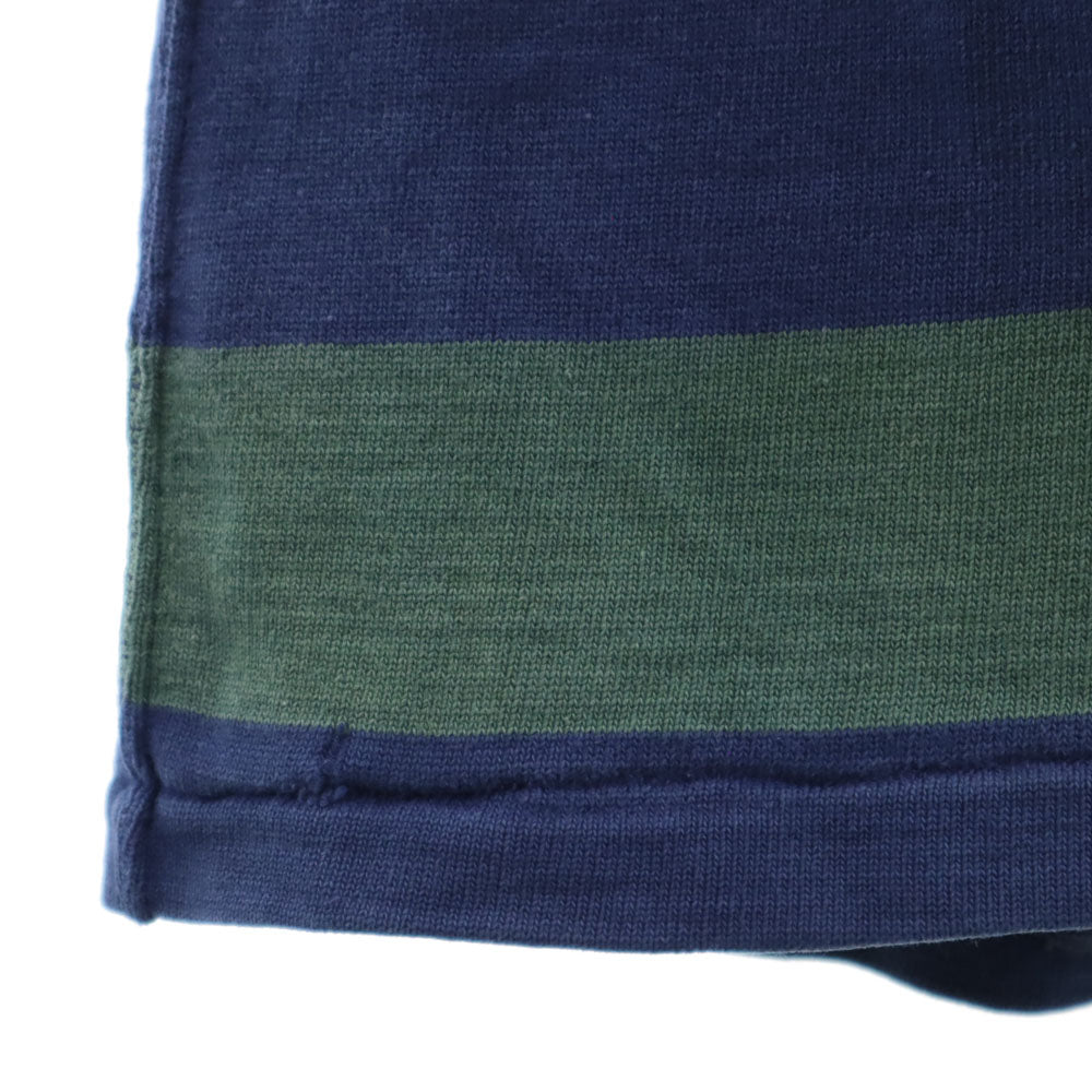 GYMPHLEX ジムフレックス イギリス製 ボーダー 長袖 ラガーシャツ 44 ネイビー系 ポロシャツ メンズ