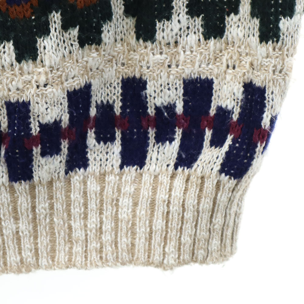 NEW ERA ニューエラ 80s オールド USA製 ボーダー柄 長袖 セーター L ベージュ 他 メンズ