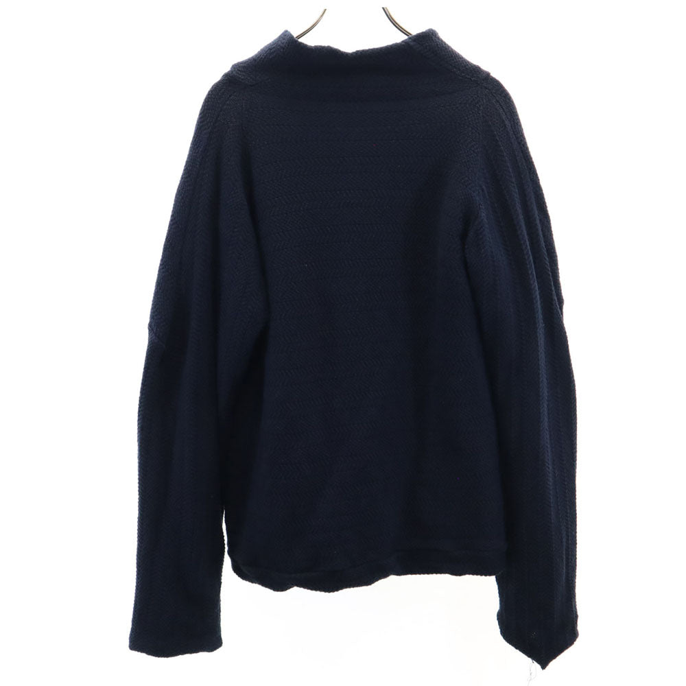 ツェットベーベルリン 長袖 オフタートル セーター M ネイビー ニット 裏フリース メンズ