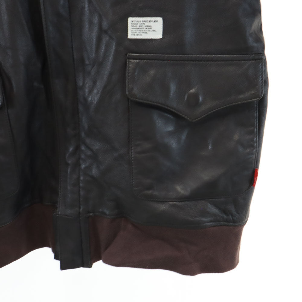 WTAPS ダブルタップス 長袖 シープスキン レザージャケット ブラウン系 羊革 羊皮 メンズ