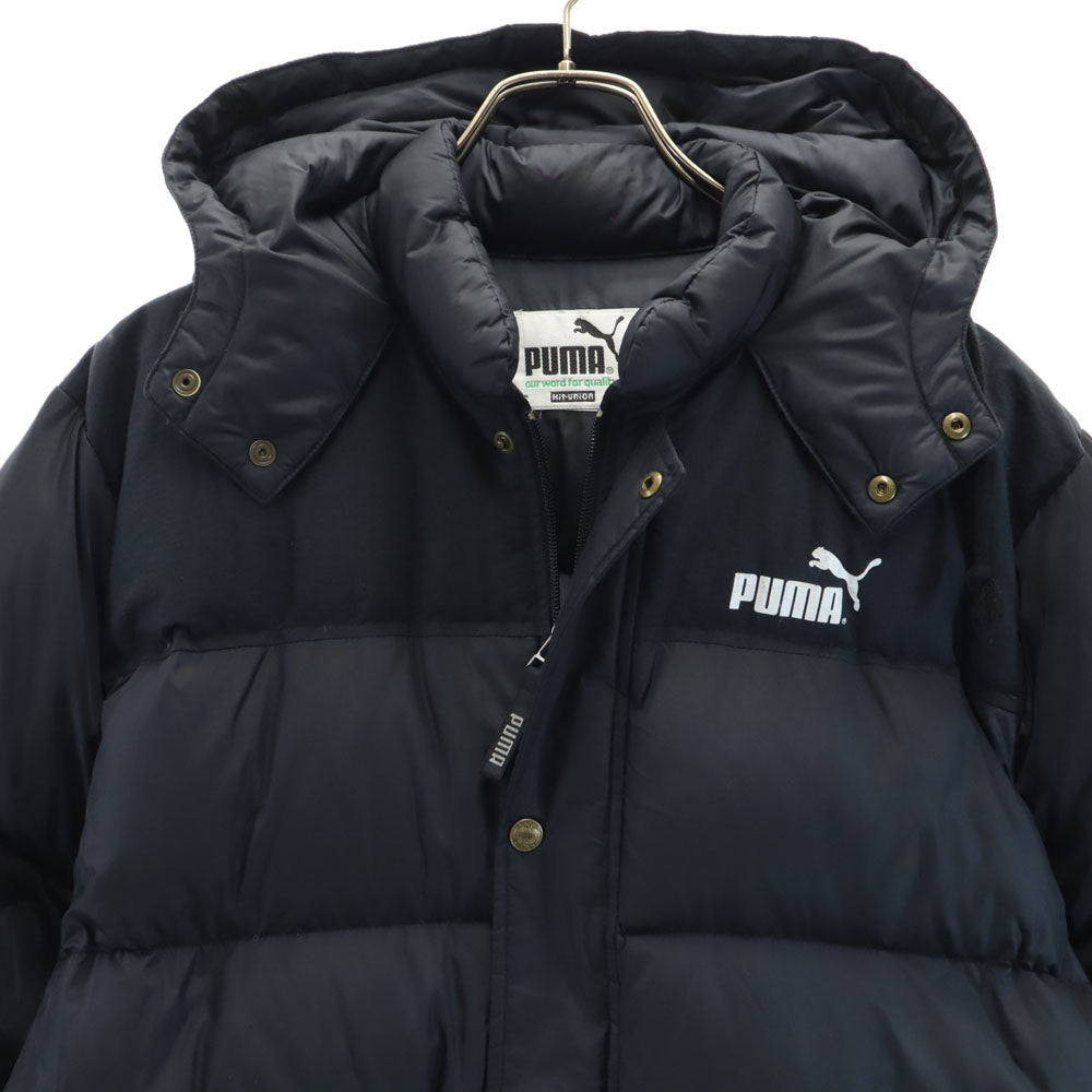 PUMA プーマ 90s オールド ヒットユニオン製 長袖 ダウンジャケット ブラック系 フード キッズ