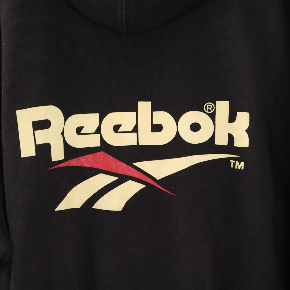 Reebok リーボック 90s オールド バックロゴ 長袖 スウェットパーカー 2 ブラック 裏起毛 メンズ