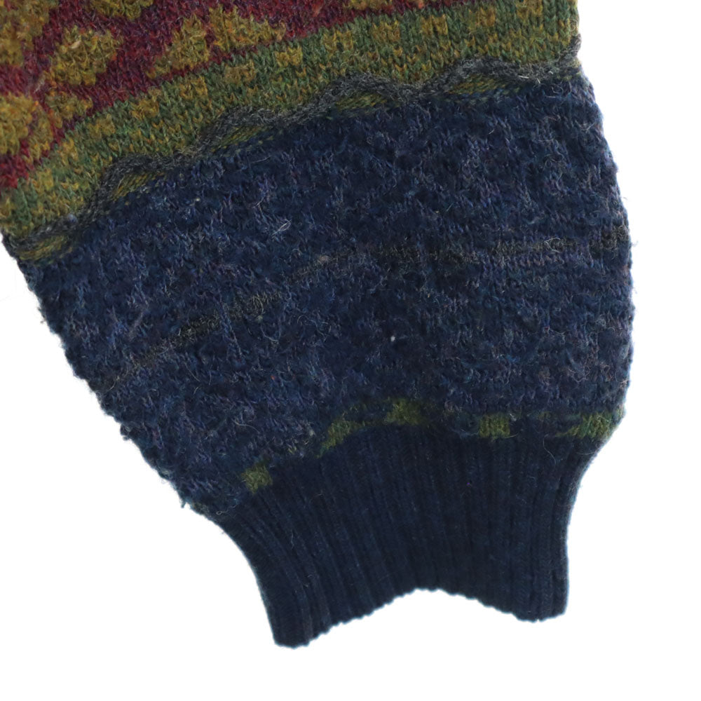 ジャンニアルベルティ 80s 90s イタリア製 ウールブレンド オールド 総柄 長袖 ニットカーディガン M メンズ