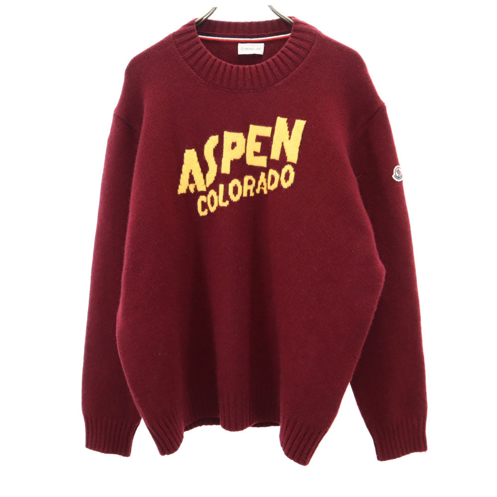 MONCLER モンクレール イタリア製 ウールブレンド 長袖 セーター Xl レッド MAGLIONE TRICOT GIROCOLLO メンズ