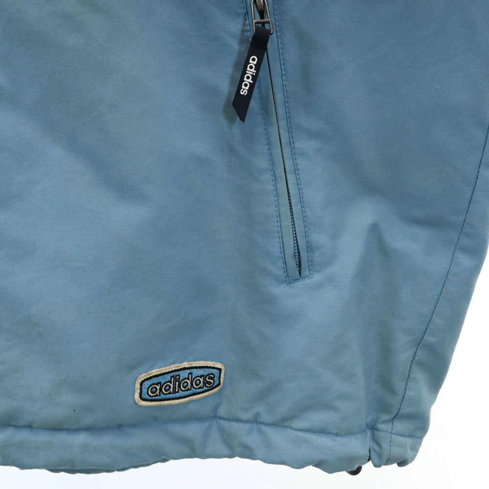 adidas アディダス 80s オールド デサント製 トレフォイルロゴ ナイロンジャケット M ライトブルー 裏ボア フーディー メンズ