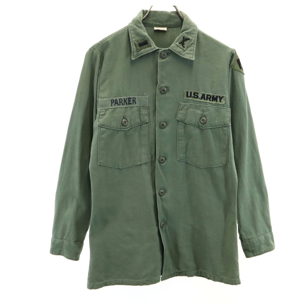 US ARMY アメリカ軍 60s ヴィンテージ サテン DSA BDU 長袖 ミリタリーシャツ 15 1/2x33 カーキ メンズ