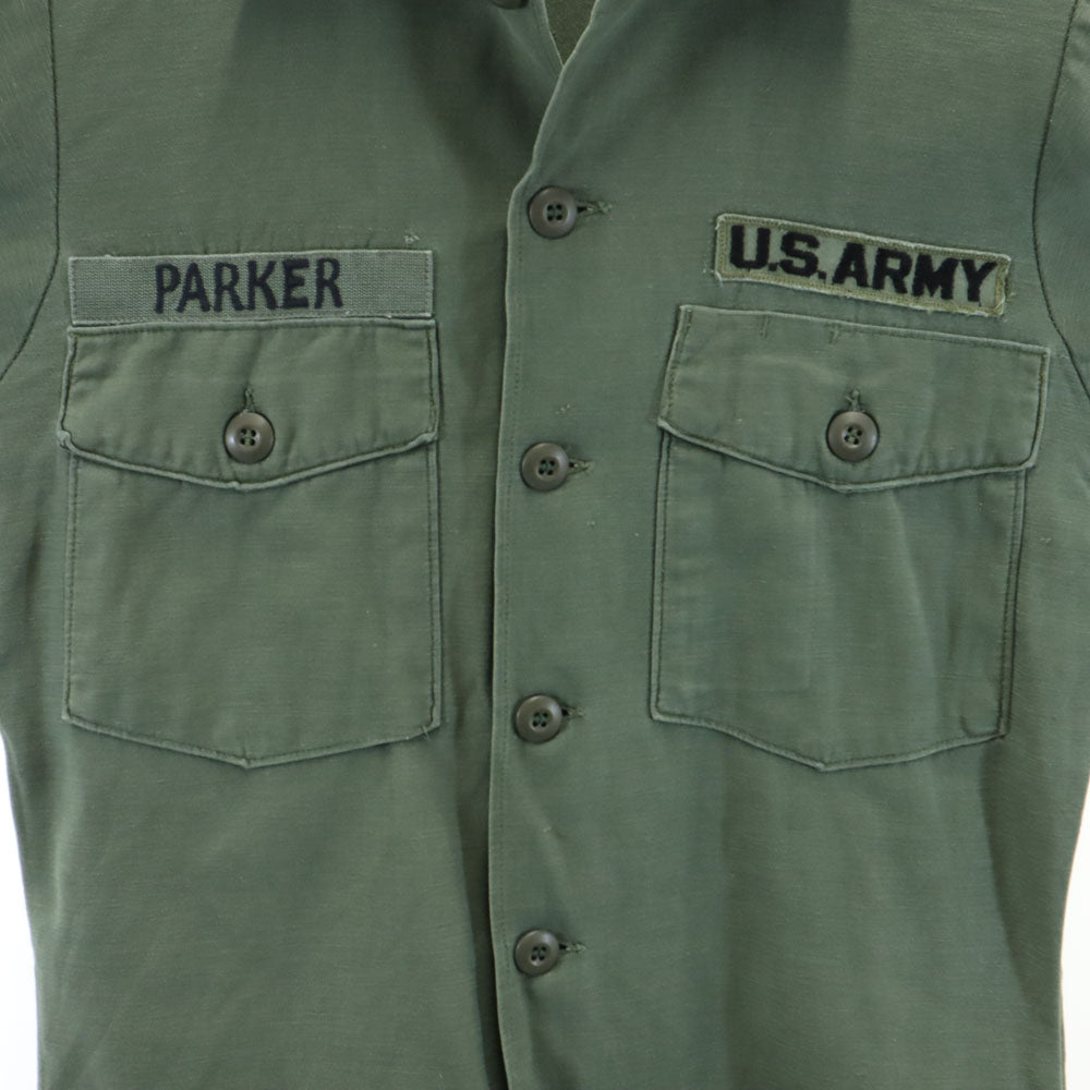 US ARMY アメリカ軍 60s ヴィンテージ サテン DSA BDU 長袖 ミリタリーシャツ 15 1/2x33 カーキ メンズ