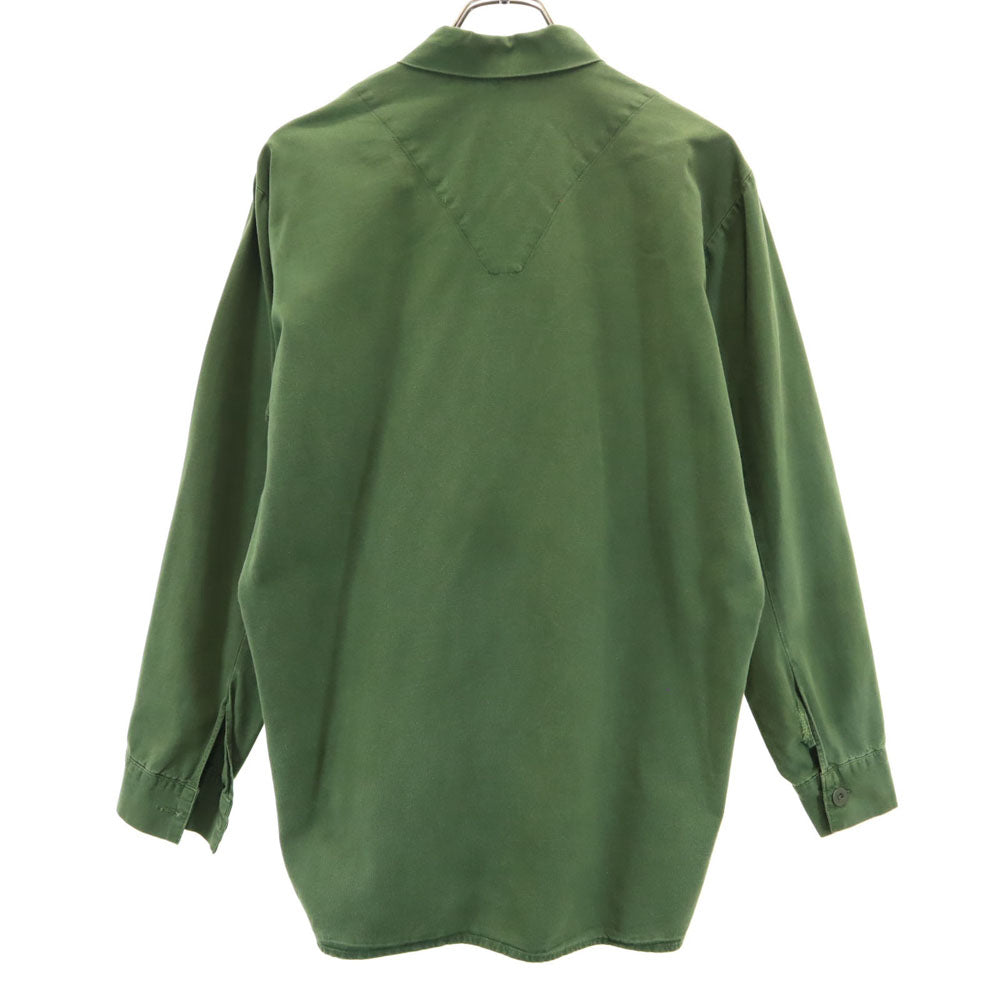 SWEDENISH ARMY スウェーデン軍 70s ヴィンテージ 長袖 ハーフボタン シャツ カーキ メンズ