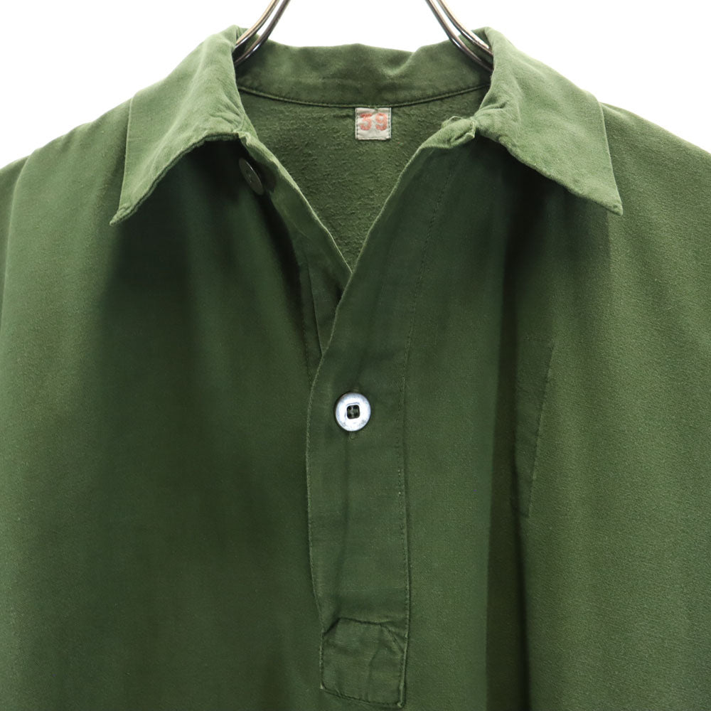 SWEDENISH ARMY スウェーデン軍 70s ヴィンテージ 長袖 ハーフボタン シャツ カーキ メンズ