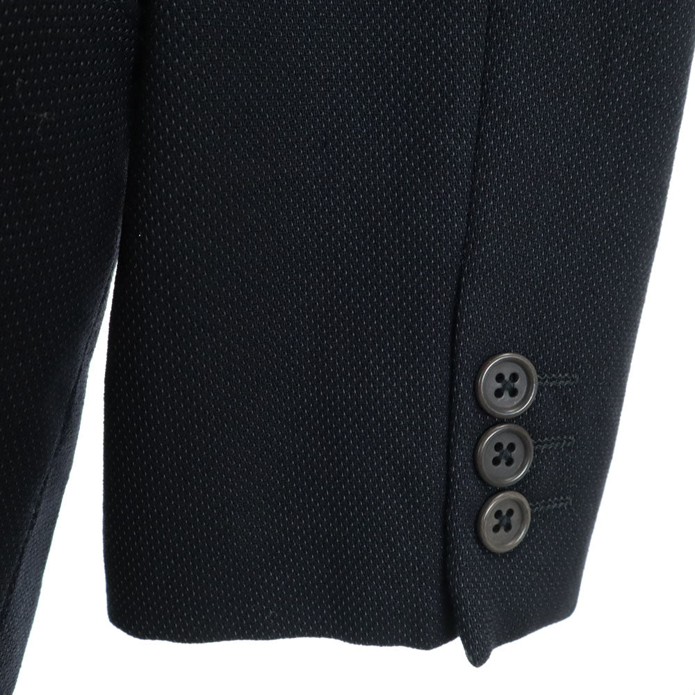 ジョルジオアルマーニ イタリア製 織柄 ダブル スーツ 上下 セットアップ 40/不明 濃紺 GIORGIO ARMANI メンズ