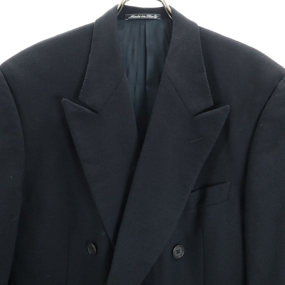 ジョルジオアルマーニ イタリア製 織柄 ダブル スーツ 上下 セットアップ 40/不明 濃紺 GIORGIO ARMANI メンズ