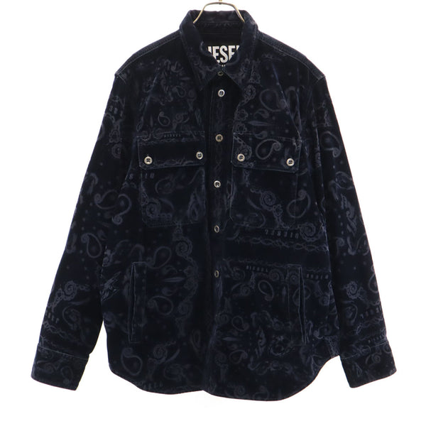 ディーゼル ペイズリー柄 長袖 ベルベット デニムシャツ M 濃紺 DIESEL 