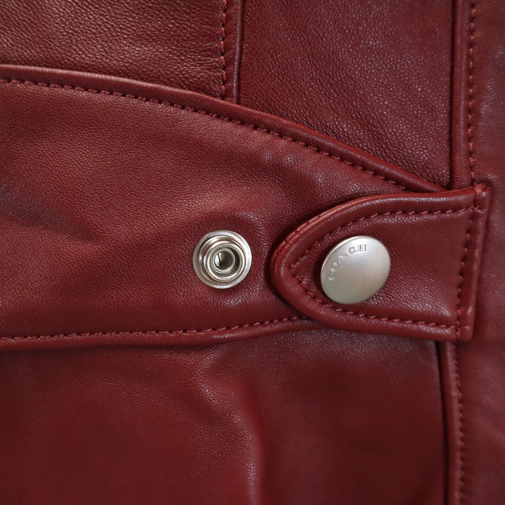 COACH コーチ F33830 ダブルライダースジャケット S レッド レザージャケット レディース
