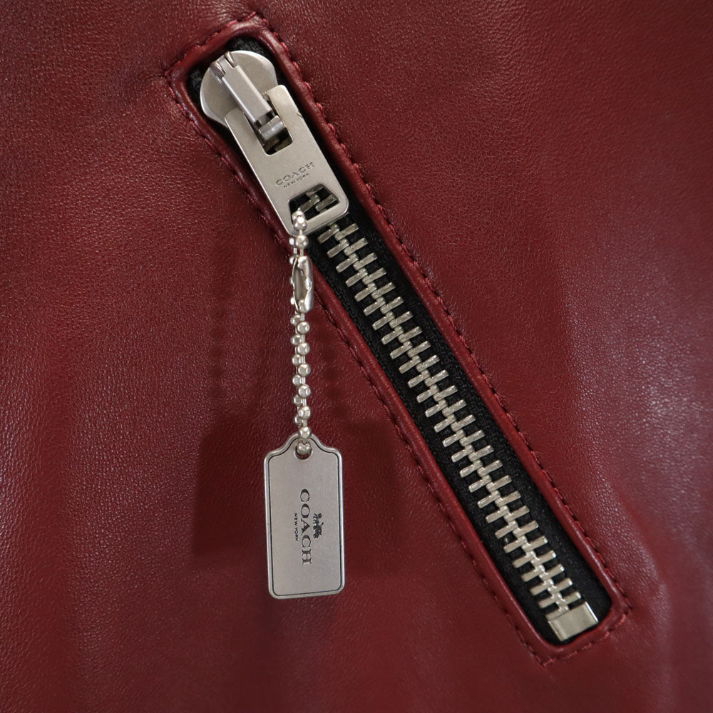 COACH コーチ F33830 ダブルライダースジャケット S レッド レザージャケット レディース