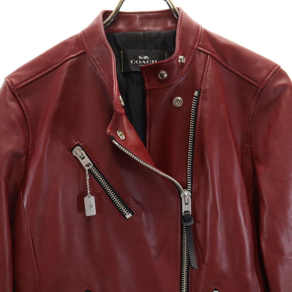 コーチ F33830 ダブルライダースジャケット S レッド COACH レザー  
