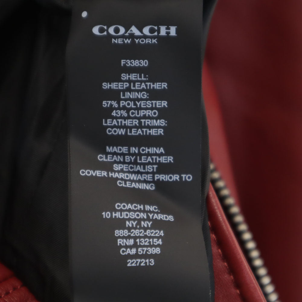 COACH コーチ F33830 ダブルライダースジャケット S レッド レザージャケット レディース