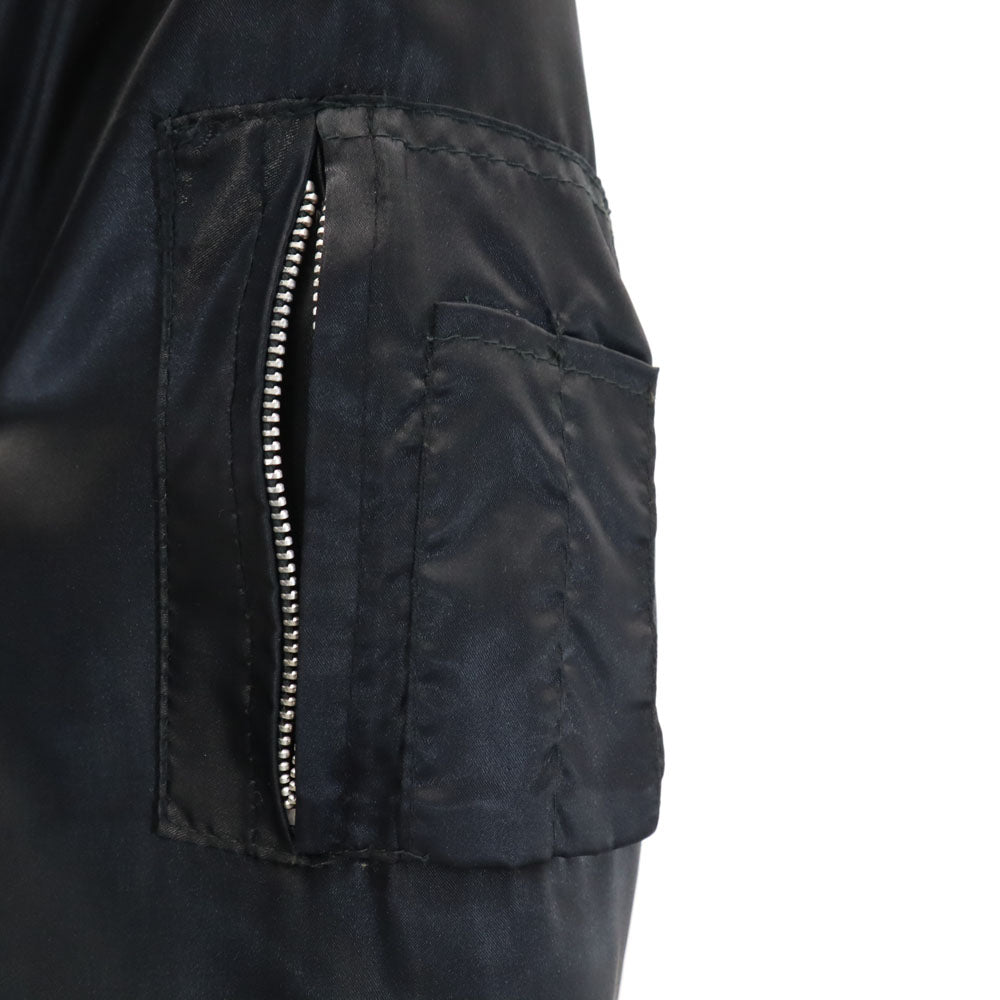 スーベニアジャケット 80s ヴィンテージ USS スーベニア ジャケット S ブラック コリアジャケット 中綿あり フード欠品 刺繍 メンズ