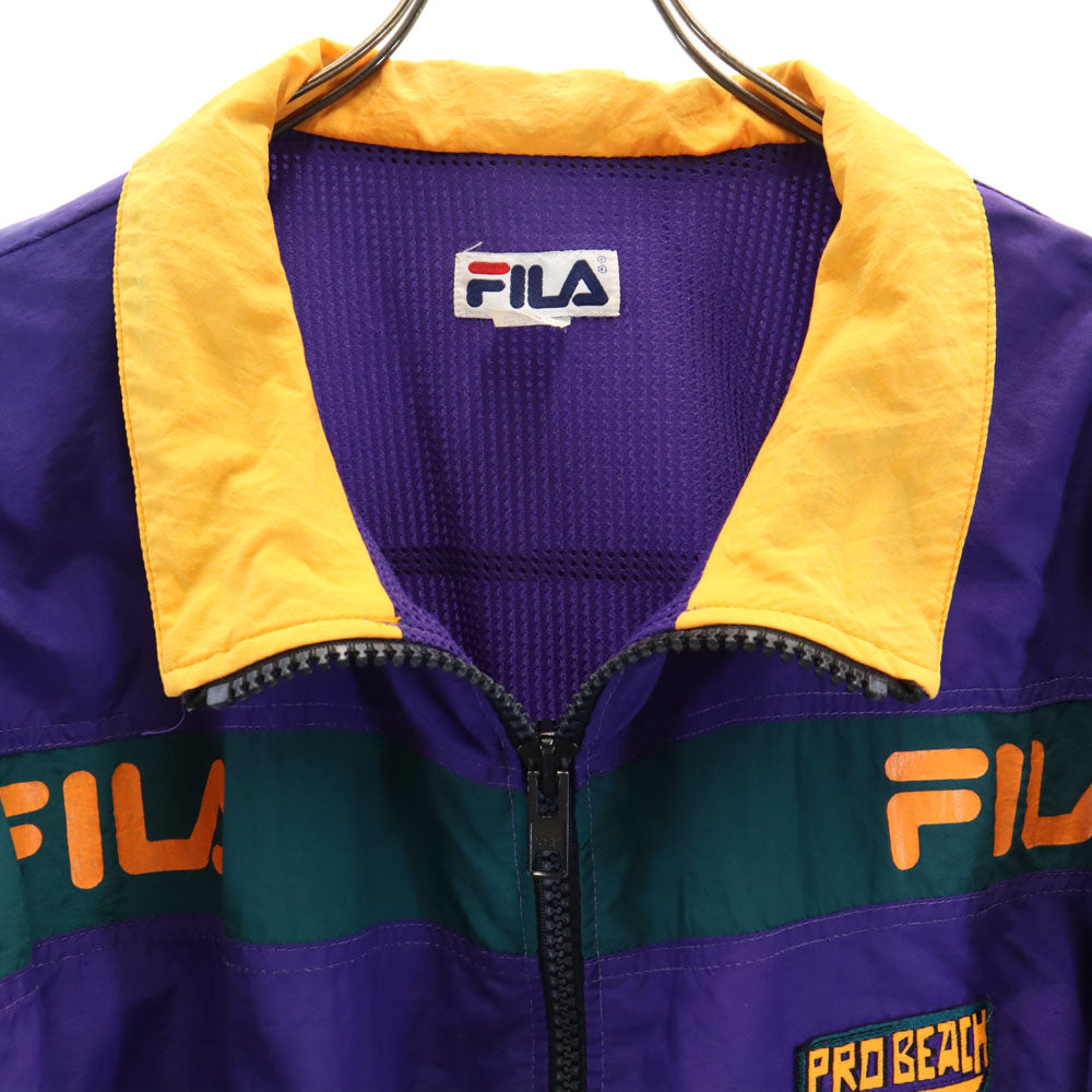 FILA フィラ 90s オールド USA製 ナイロンジャケット M パープル 裏メッシュ メンズ