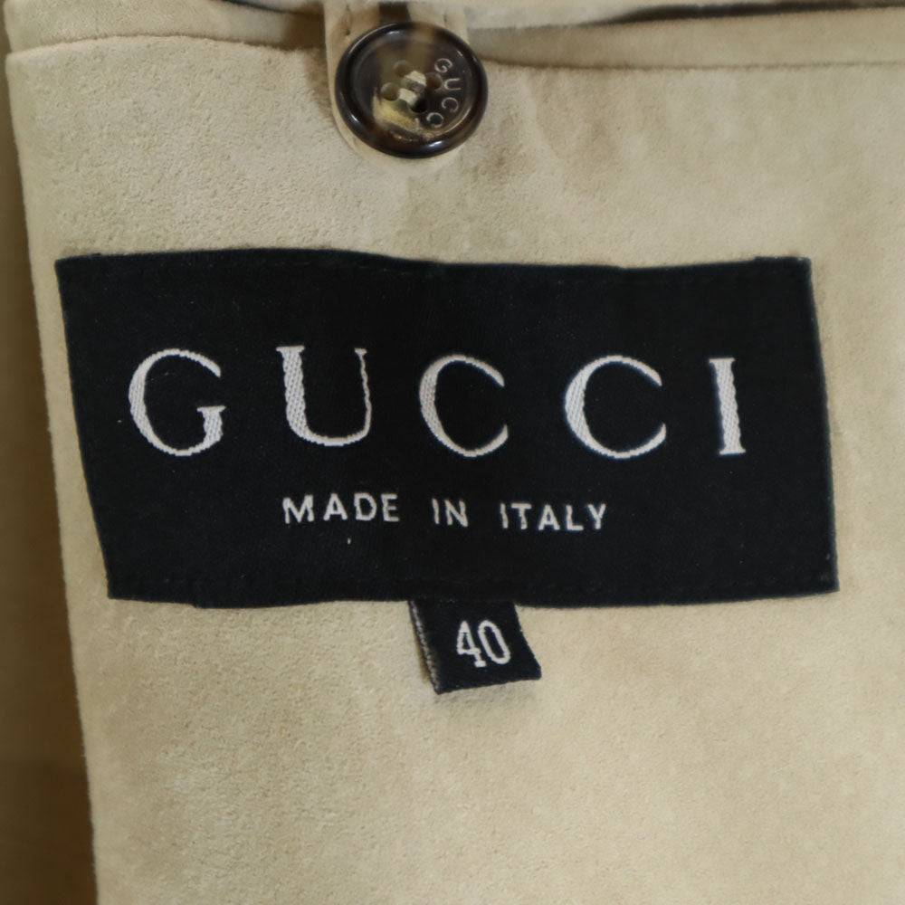 GUCCI グッチ イタリア製 レザージャケット 40 ベージュ レディース