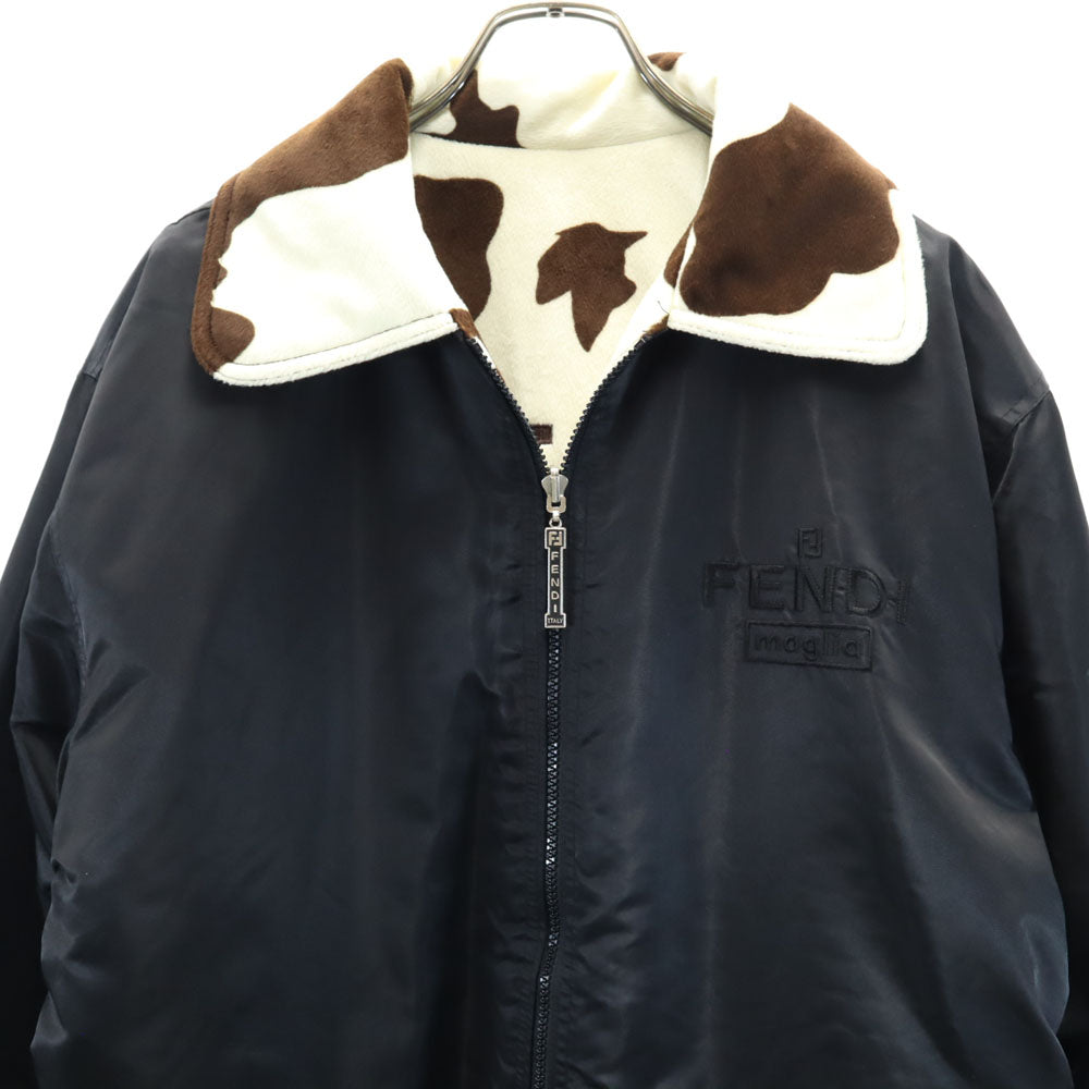 FENDI フェンディ イタリア製 ホルスタイン柄 リバーシブル ジャケット ブラウン 他 牛柄 メンズ