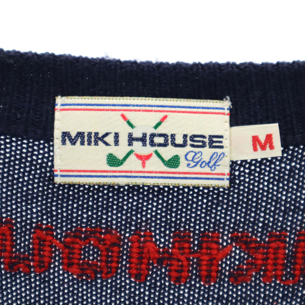 ミキハウス ゴルフ オールド アーガイル柄 長袖 ニットカーディガン M ネイビー MIKI HOUSE GOLF メンズ