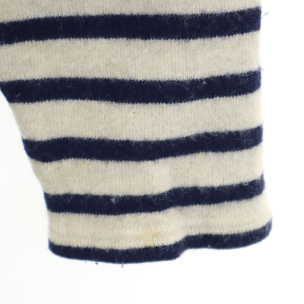 SAINT JAMES セントジェームス フランス製 ウールブレンド ボーダー柄 長袖 セーター 31/2 ネイビー×アイボリー メンズ