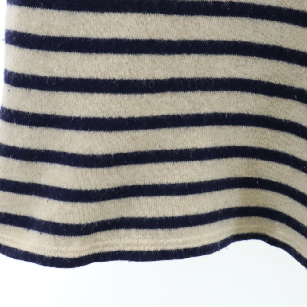 SAINT JAMES セントジェームス フランス製 ウールブレンド ボーダー柄 長袖 セーター 31/2 ネイビー×アイボリー メンズ