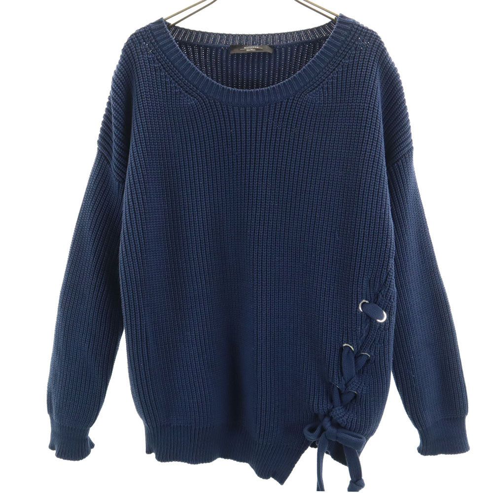 WEEKEND MaxMara ウィークエンドマックスマーラ 長袖 サイドリボン ニット L ネイビー コットンセーター レディース
