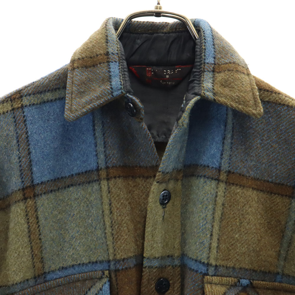 TOWNCRAFT タウンクラフト 60s ヴィンテージ 三角タグ チェック柄 長袖 ウールシャツ S ブラウン×ブルー メンズ