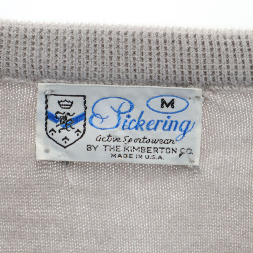 Pickering ピカリング 70s 80s ヴィンテージ USA製 長袖 Vネック セーター M グレー メンズ