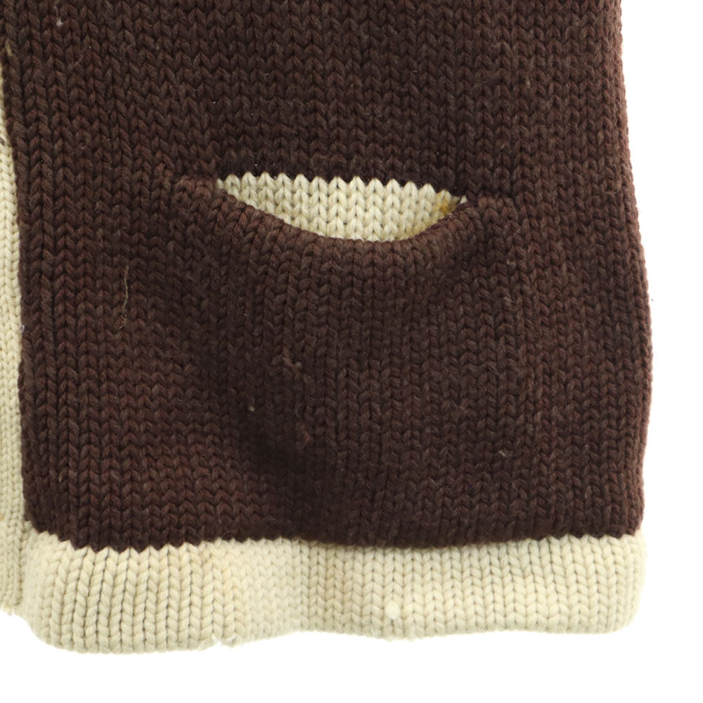 BUCKY WARREN 60s ヴィンテージ 長袖 レタード カーディガン ブラウン ツートンカラー メンズ