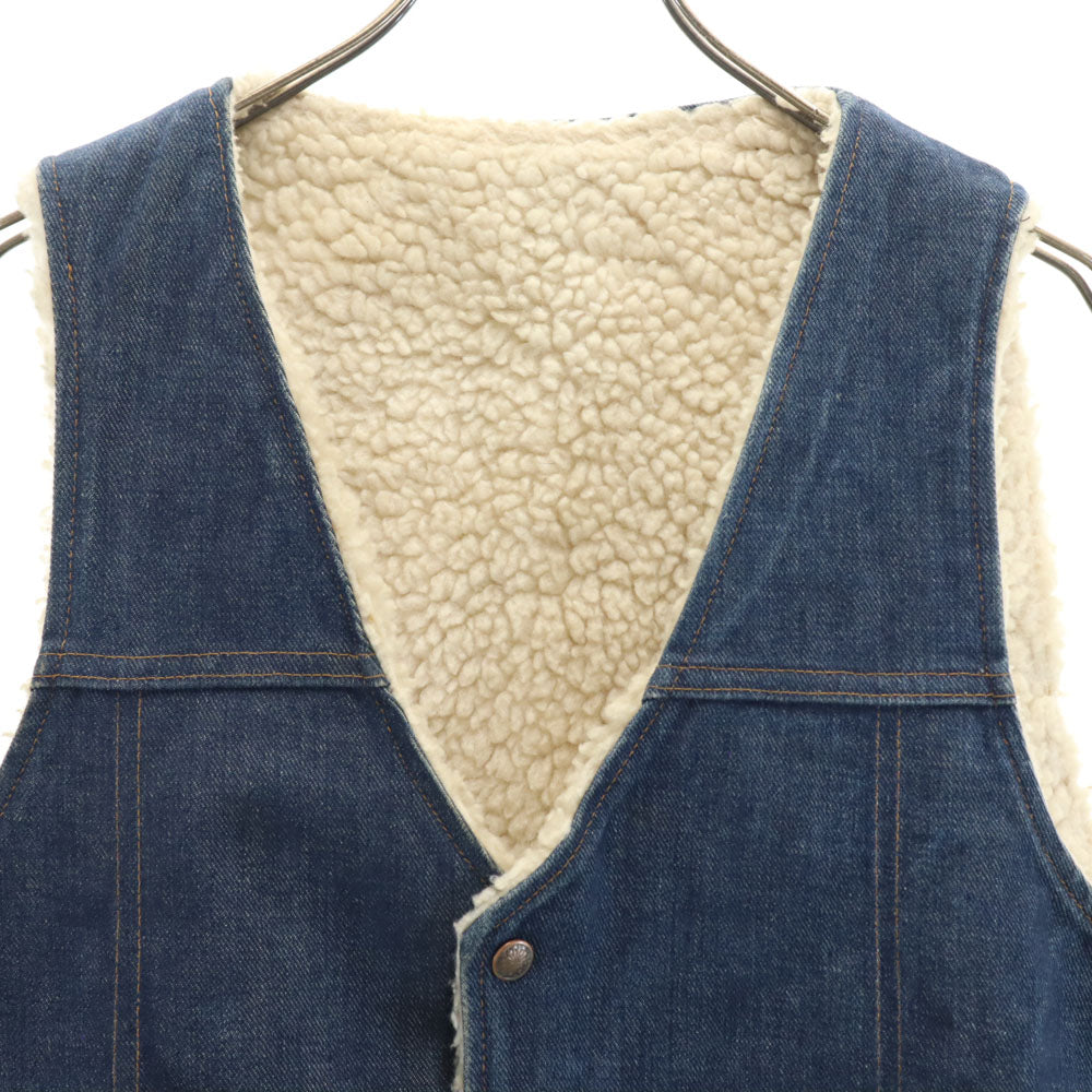 VINTAGE ヴィンテージ 70s ノースリーブ デニムボア ベスト M ブルー ランチウェア、ウエスタン インディゴブルー メンズ