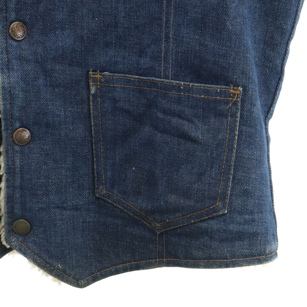 VINTAGE ヴィンテージ 70s ノースリーブ デニムボア ベスト M ブルー ランチウェア、ウエスタン インディゴブルー メンズ