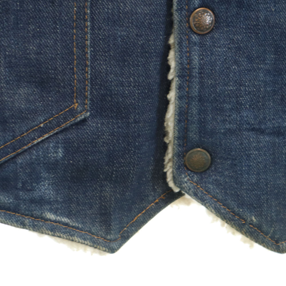 VINTAGE ヴィンテージ 70s ノースリーブ デニムボア ベスト M ブルー ランチウェア、ウエスタン インディゴブルー メンズ