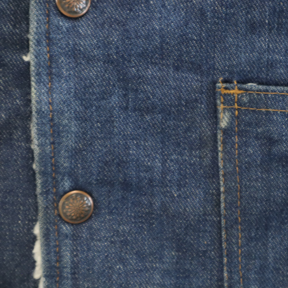 VINTAGE ヴィンテージ 70s ノースリーブ デニムボア ベスト M ブルー ランチウェア、ウエスタン インディゴブルー メンズ