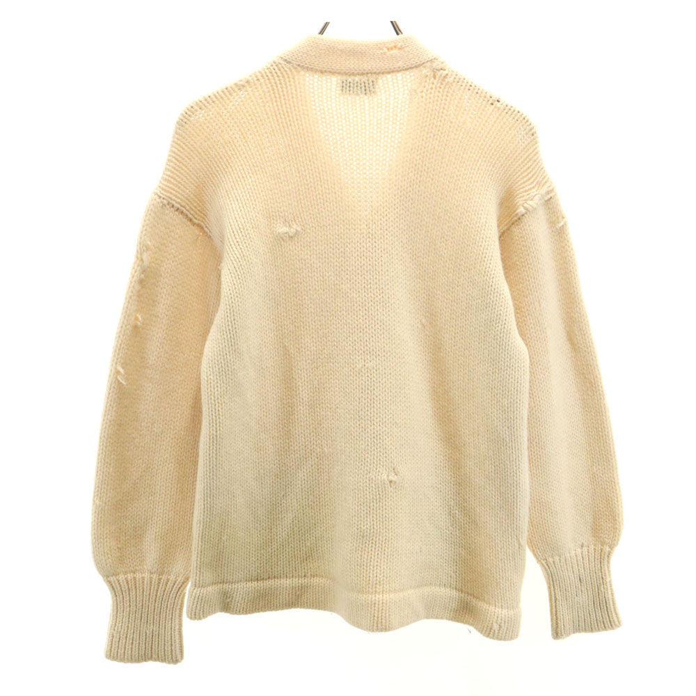 HANSON 70s ウールブレンド ヴィンテージ 長袖 ジャンク カーディガン ホワイト メンズ