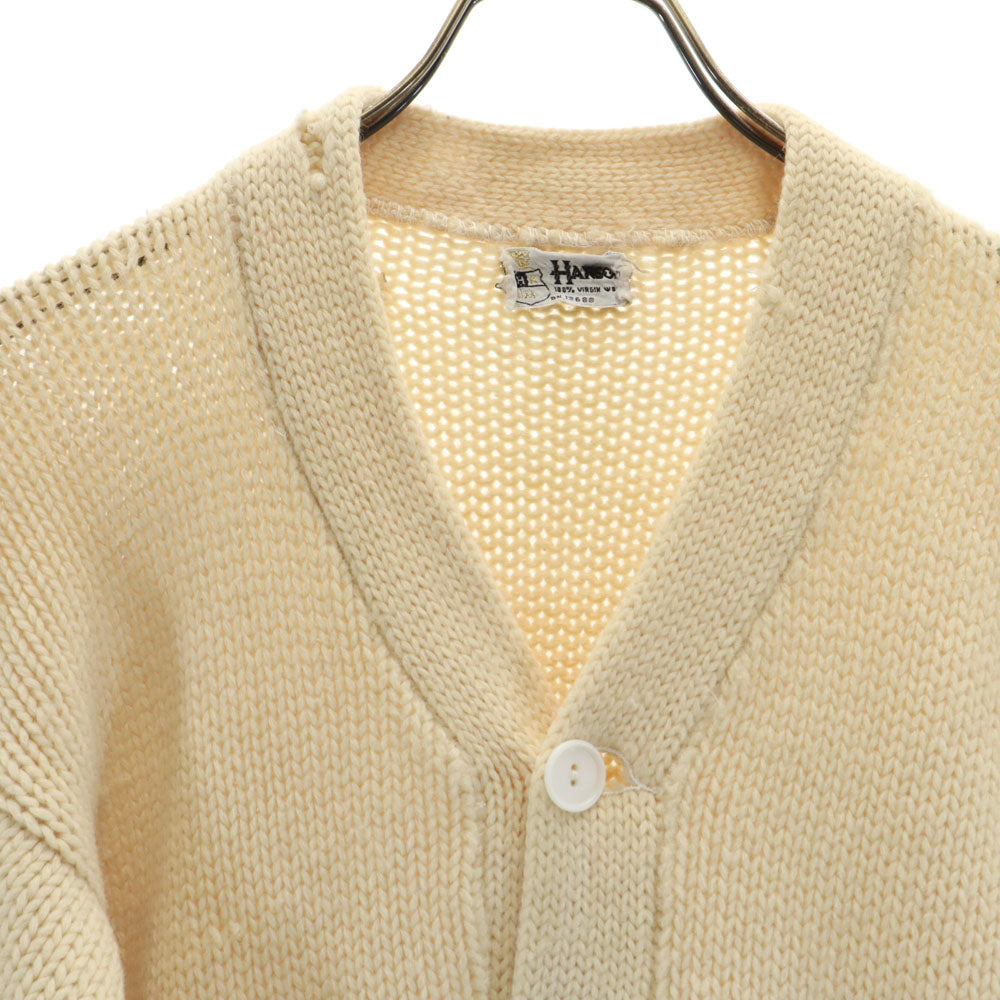 HANSON 70s ウールブレンド ヴィンテージ 長袖 ジャンク カーディガン ホワイト メンズ