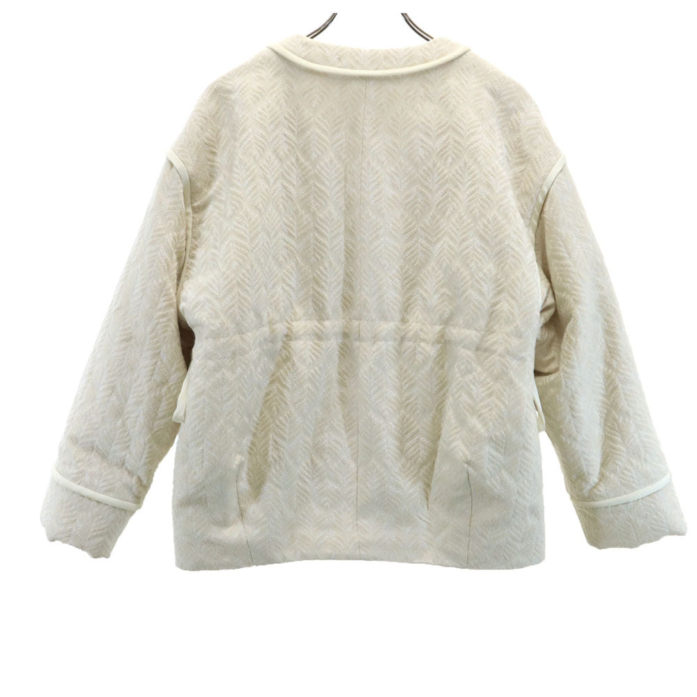 PUBLIC TOKYO パブリックトウキョウ 日本製 リーフ柄 ノーカラー 中綿ジャケット FREE アイボリー レディース