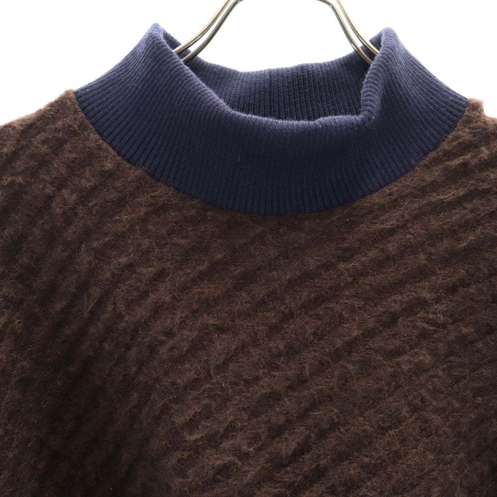 SHAREEF シャリーフ 日本製 長袖 モックネック セーター 1 ブラウン ツートンカラー レディース