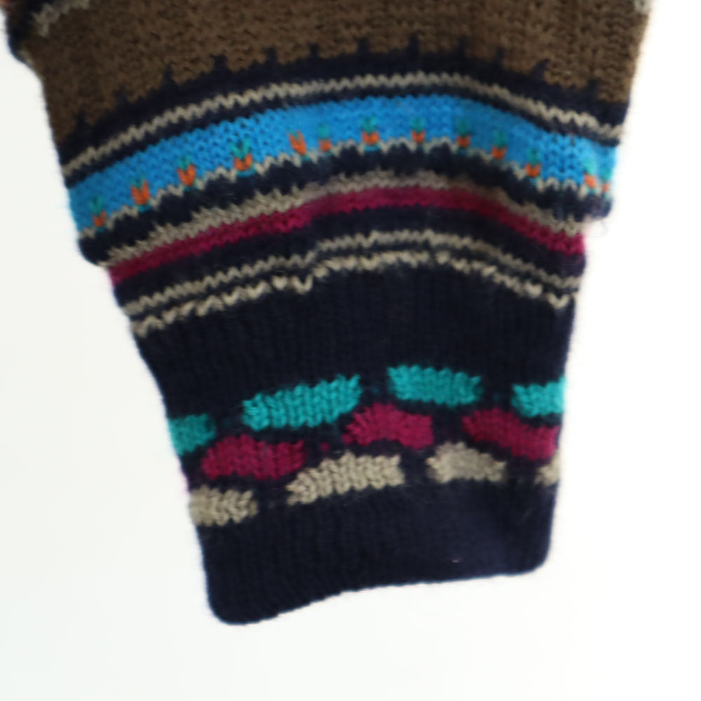 クージー 90s オールド オーストラリア製 総柄 長袖 Vネック 3D